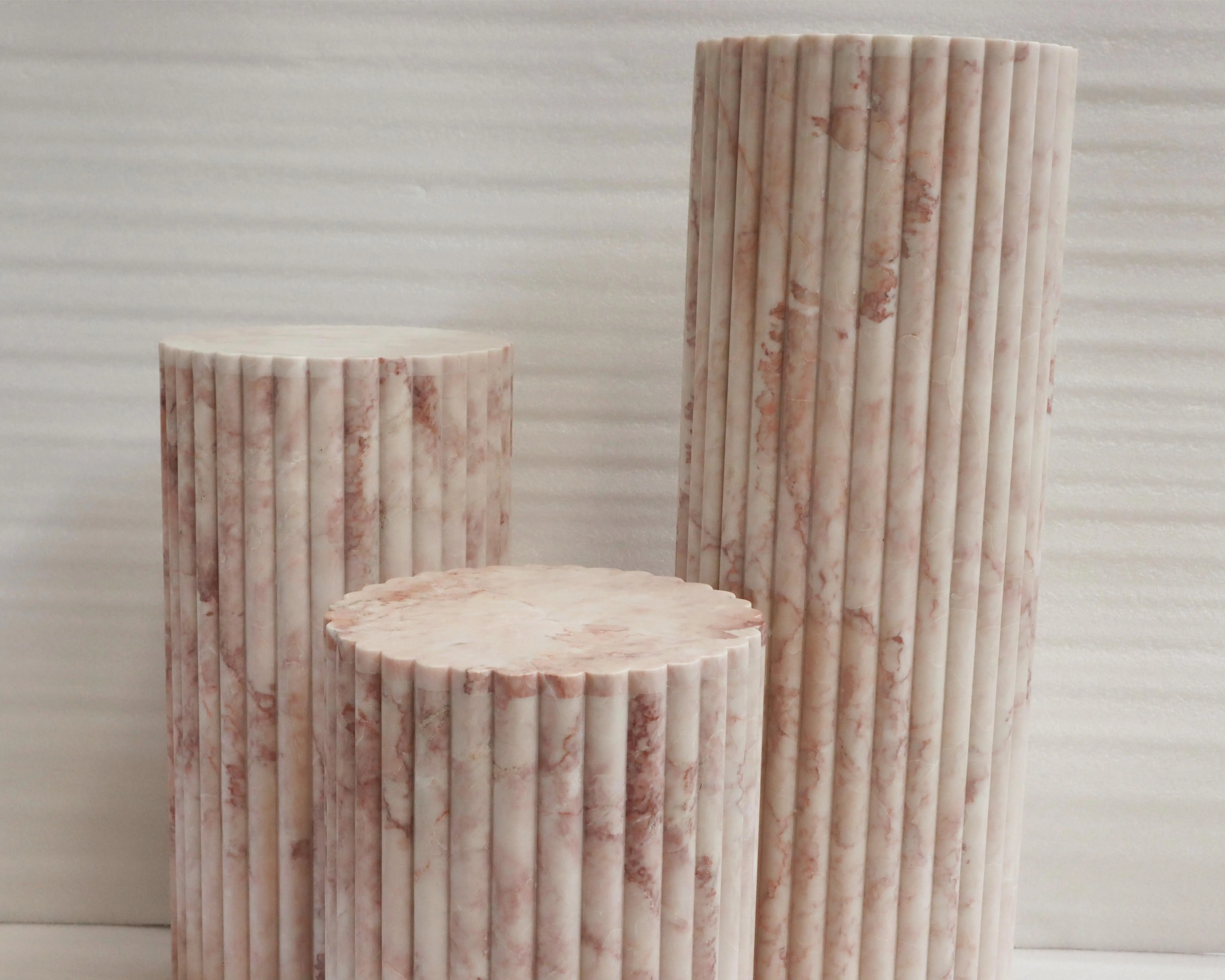 Customized Wholesale 30x30x50CM 65CM 900CM Cream Rose Pink Natural Rosetta Marble Stone Plinth