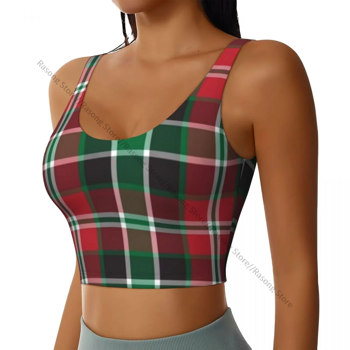 Women Sexy Sports Vest Classic Plaid Checkered Tartan Pattern Female Streetwear Sport Lingerie Tee Crop Top