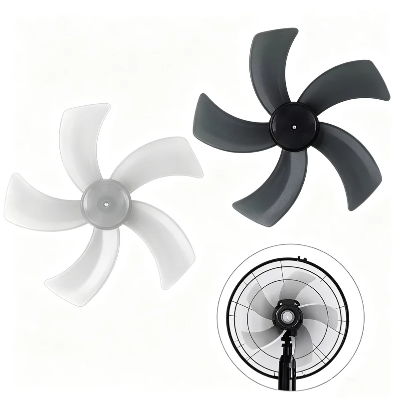 Transparent 16 Inch Fan Blade 5 Leaves Replacement With Nut Cover For Pedestal Table Stand Fan Accessories Parts