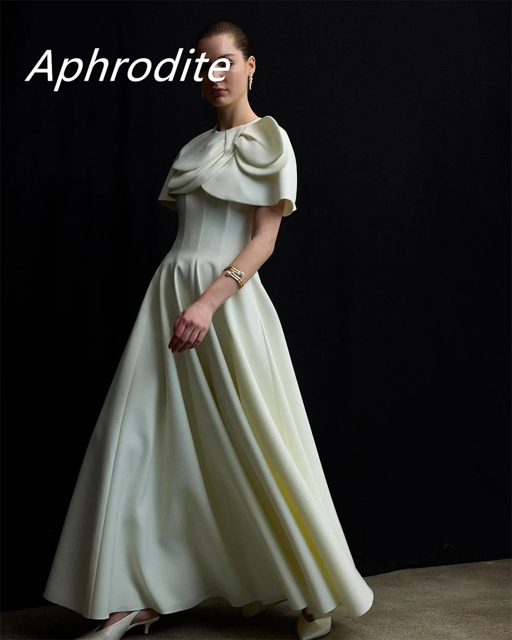 Abito da sera in jersey bianco con temperamento personalizzato Squisito girocollo con scialle senza maniche Cerniera sul retro Occasione su misura G