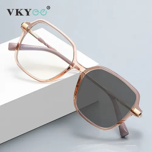 VKYEE, gafas clásicas Retro con montura grande, gafas antiluz azul, gafas fotocromáticas personalizables graduadas PFD2211