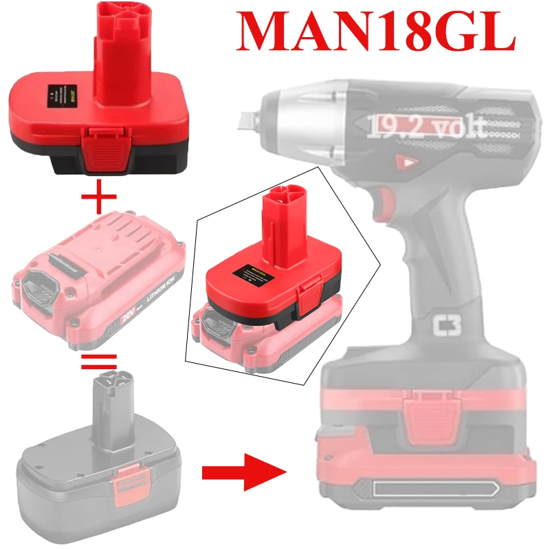 

Battery Adapter MAN18GL for Craftsman V20 New 20V Lithium-ion Battery Convert To for Craftsman Old 19.2V Battery Cordless Tools