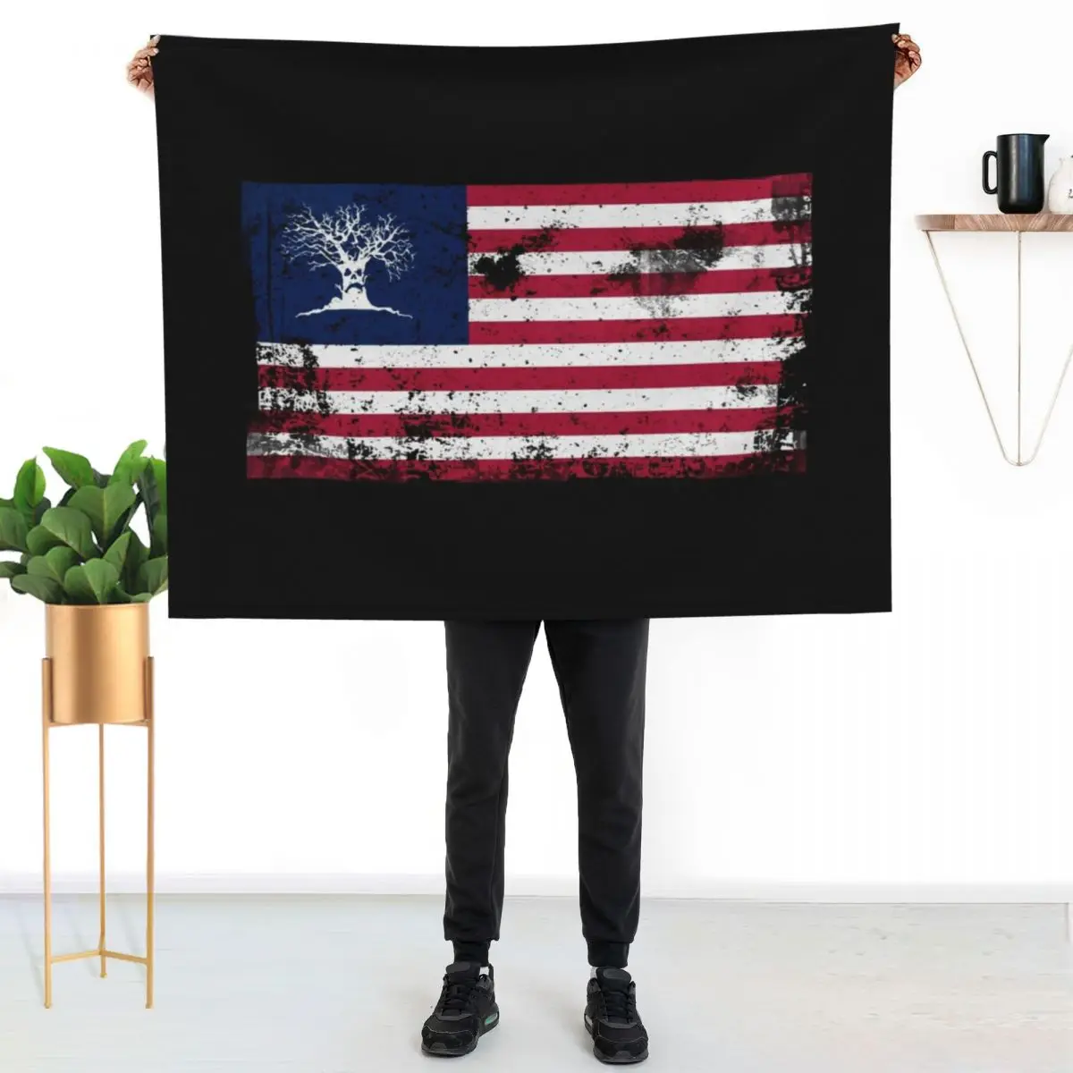 

Haunted Flag Throw Blanket Soft Warm Blanket Gift for Grandparents