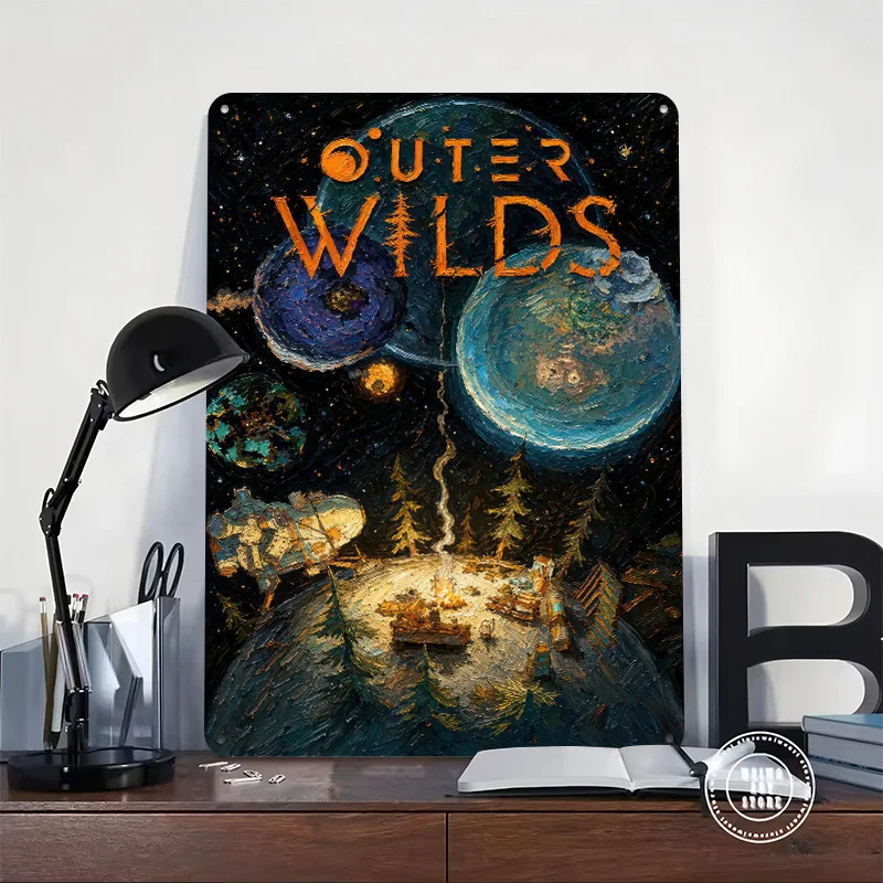 Outer Wilds Game Poster Retro 3D Printed Metal Signs Customized Wall Hanging Gift for Bedroom Decoration Room Vintage Decor Home