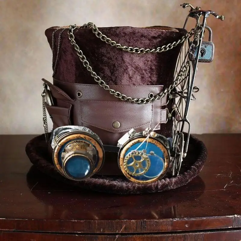 B95f vintage óculos steampunk óculos goth cosplay óculos alça ajustável para mulheres homens halloween cosplay festa