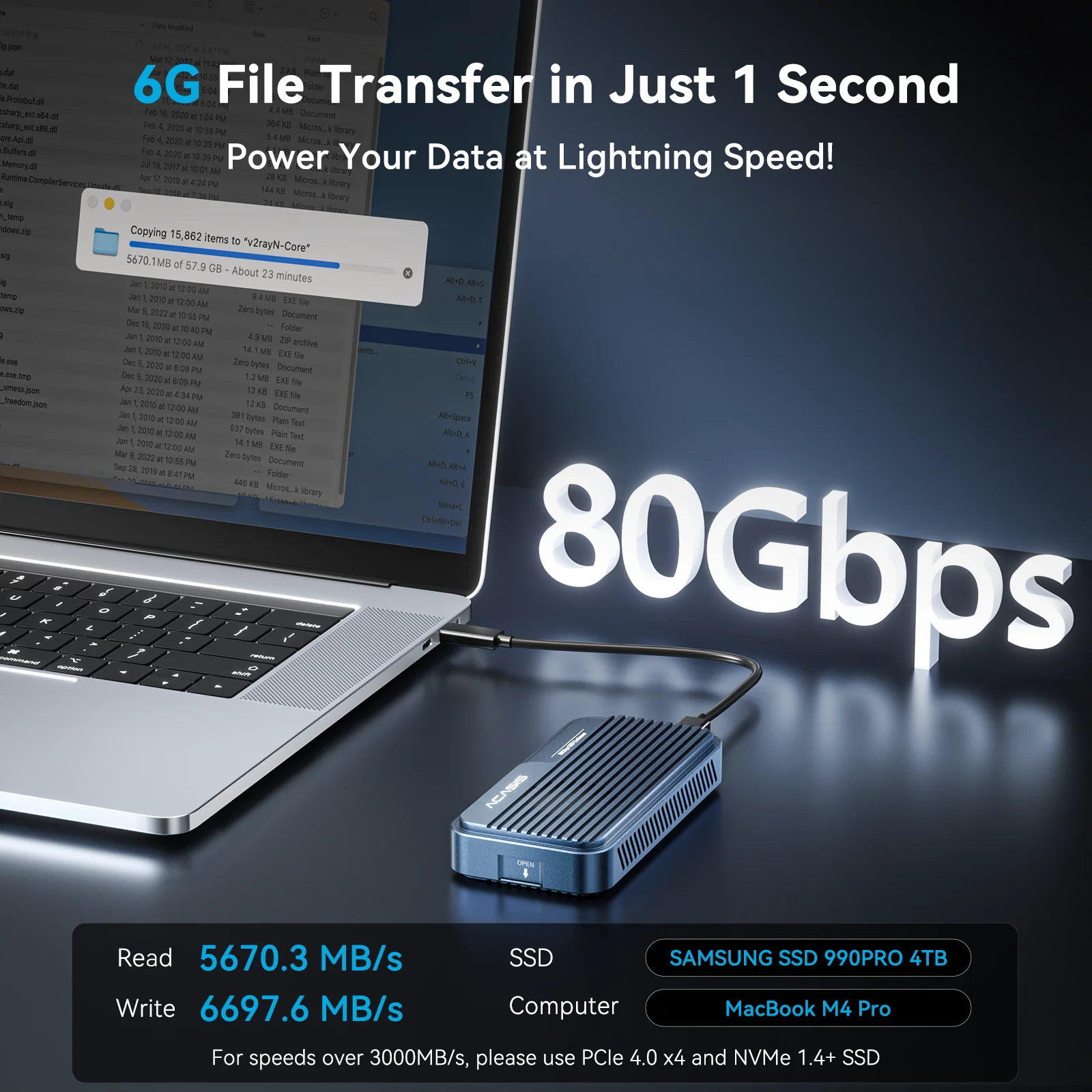 Acasis 80Gbps USB4 M.2 NVMe SSD Case Thunderbolt 5 USB-C NVME SSD Enclosure Compatible with thunderbolt 3/4/5 For Mac M4 Macbook - Image 2