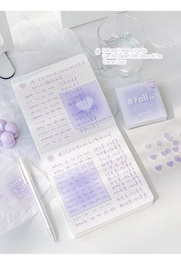 Multifunktionales Haftnotizblock-Set mit Farbverlauf, Frisches Design, Schwefelsäurepapier-Innenseiten, Haftnotizen im Block – Detail 9