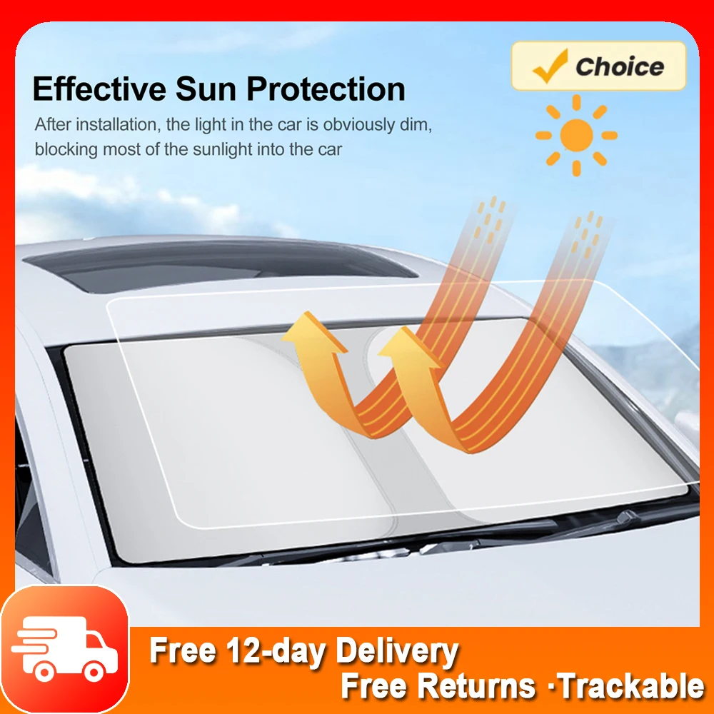 Car Windshield Sun Shade Foldable Titanium Silver Sun Blocker Reflects Heat  Automotive Sun Protection Interior Accessories