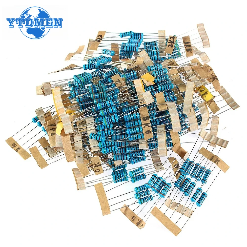 650 قطعة 130 قيم 1 واط 2 واط مقاوم من غشاء معدني مجموعة متنوعة 1% 1R ~ 3 متر أوم المقاومات تشكيلة أطقم عينة حزمة ، مع صندوق