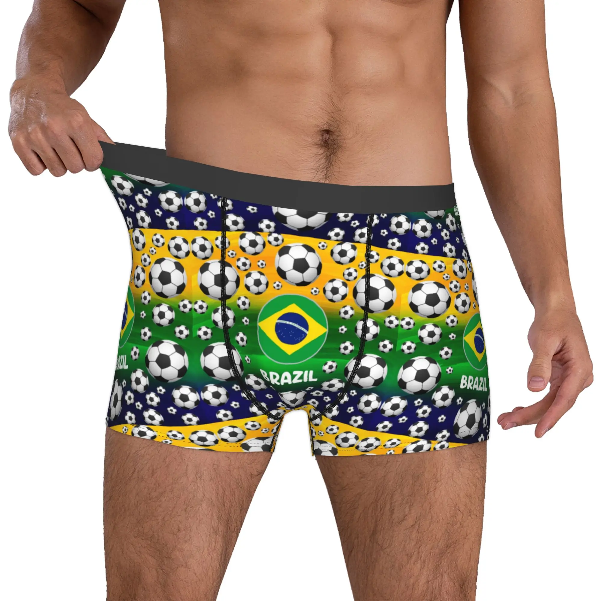 Male Novelty Football  Soccer  Underwear  Boxer Briefs Stretch Shorts Panties Underpants