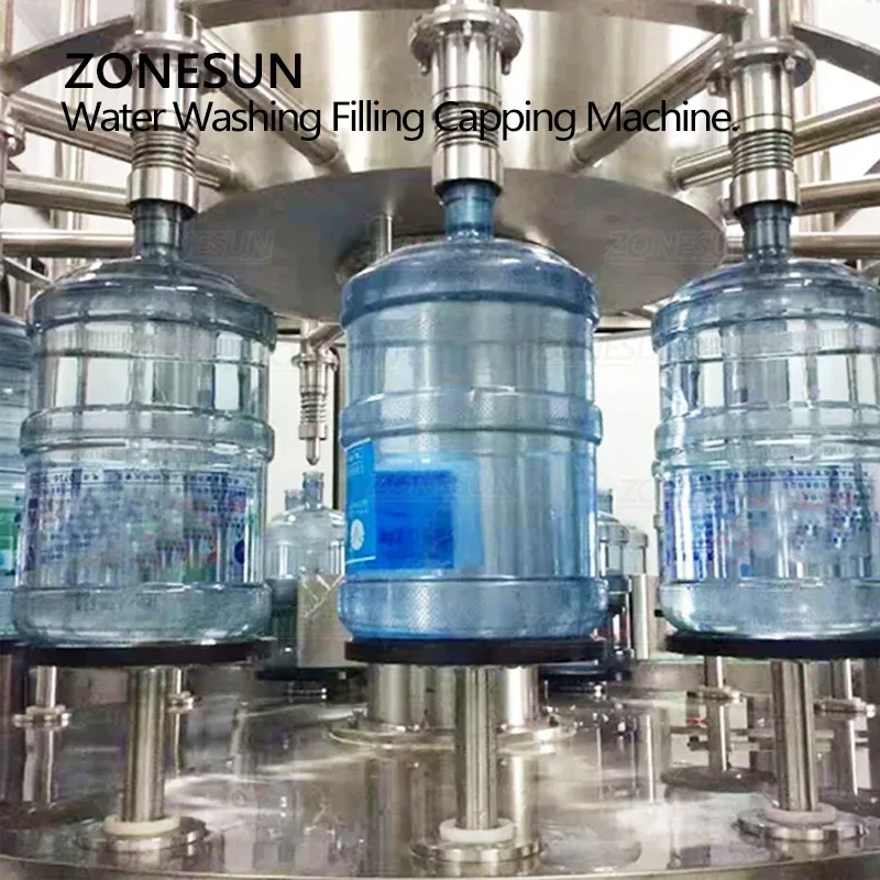 ZONESUN ZS-AFMW 900 BPH Máquina de Llenado de Agua Embotellada PET de 5 Galones, Línea de Sellado y Empaquetado para Producción en Masa