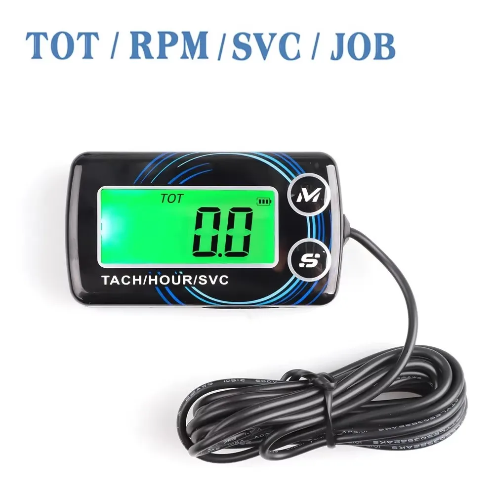 Digital Engine Tach Hour Meter Alert RPM Tachometer Gauge Backlit Resettable for 2/4 Stroke Engines Motorcycle Marine Glider ATV