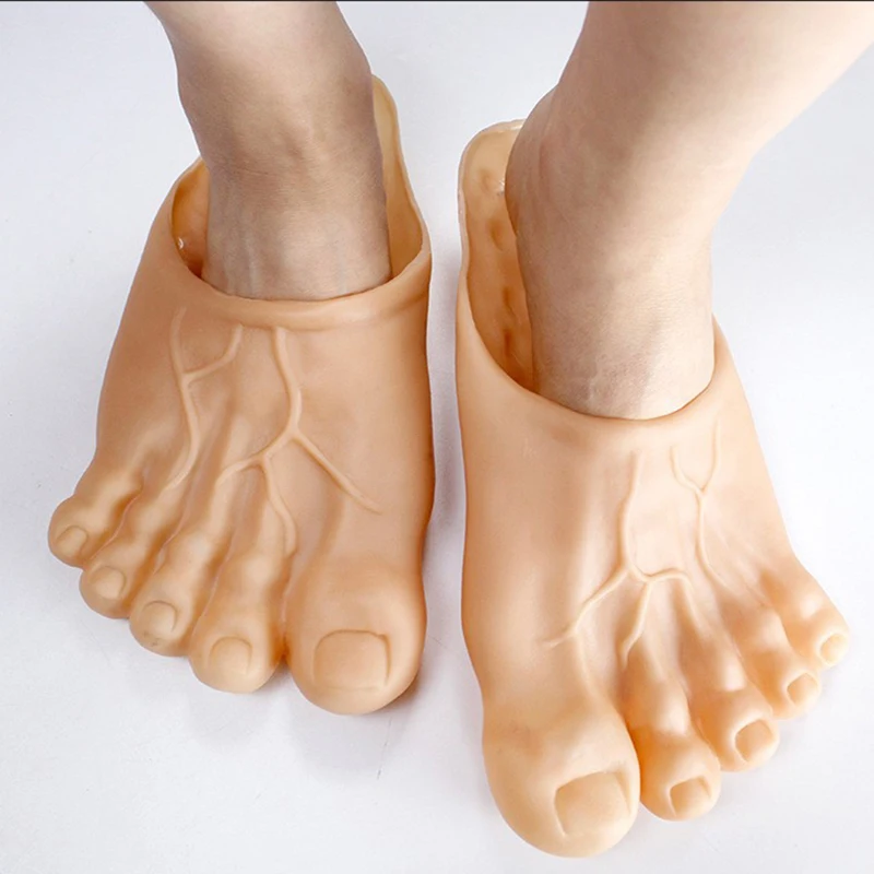 Barefoot Funny Feet Slippers Women Men Hilarious Big Foot Prank Shoes Simulat Five-Finger Toe Bigfoot Slippers Fairy Spoof Shoes