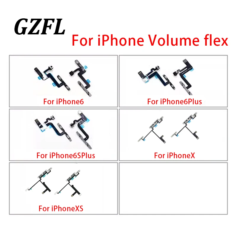 Volume Flex For iPhone 6S 6plus X XSMAX XS XR Mute Button Silent Switch Flex Cable With Bracket Replacement