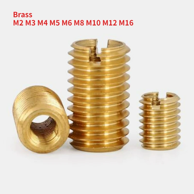 2/4/6PCS M2 M3 M4 M5 M6 M8 M10 M12 M16 Brass Sheath Thread Insert Sleeves Inner Outer Thread Adapter Screw Transfer Reducing Nut