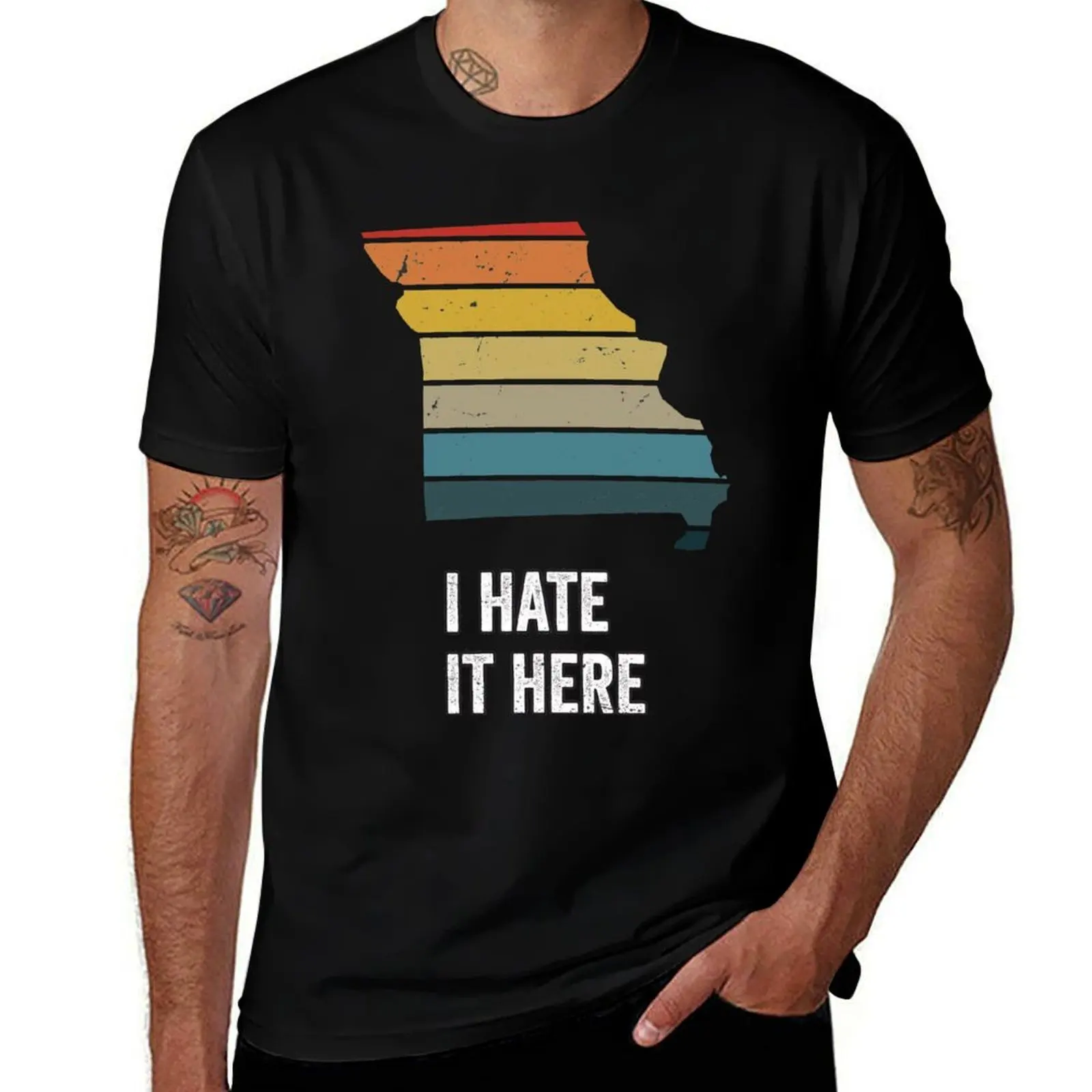 I Hate it Here Missouri Sarcastic Funny MO Novelty State T-Shirt Anti-Wrinkle Short Sleeve T-Shirt