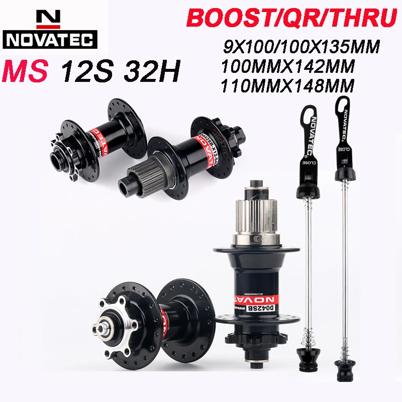 NOVATEC Micro Spline Hub 32 Furos MTB MS Cubes Axle Boost 12 Velocidades Mountain Bike Hubs para Shimano M6100 M7100 M8100 Frente 15x100 15x110 9x100 Traseira 10x135 12x142 12x148