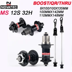 NOVATEC Micro Spline Hub 32 Holes MTB MS Cubes Axle Boost 12S Mountain Bike MS Hubs for Shimano M6100 M7100 M8100 12S