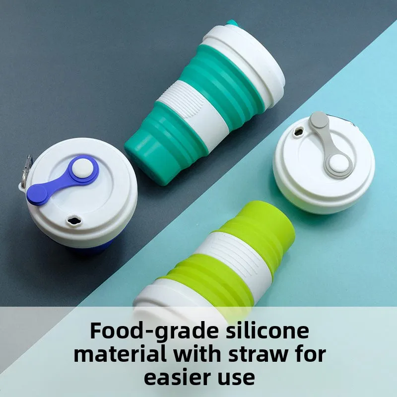 Travel Portable Large Capacity Silicone Folding Water Cup Compression Outdoor Camping Hiking Folding Storage Cup Straight Drink