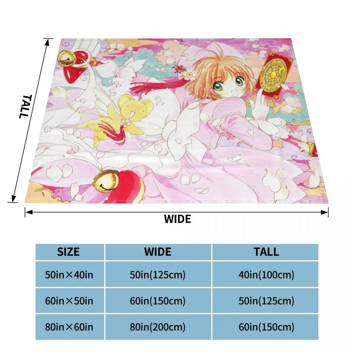 Cardcaptor Sakura Anime Blankets Flannel Kawaii Cartoon Lightweight Thin Throw Blankets for Home Couch Bedspread