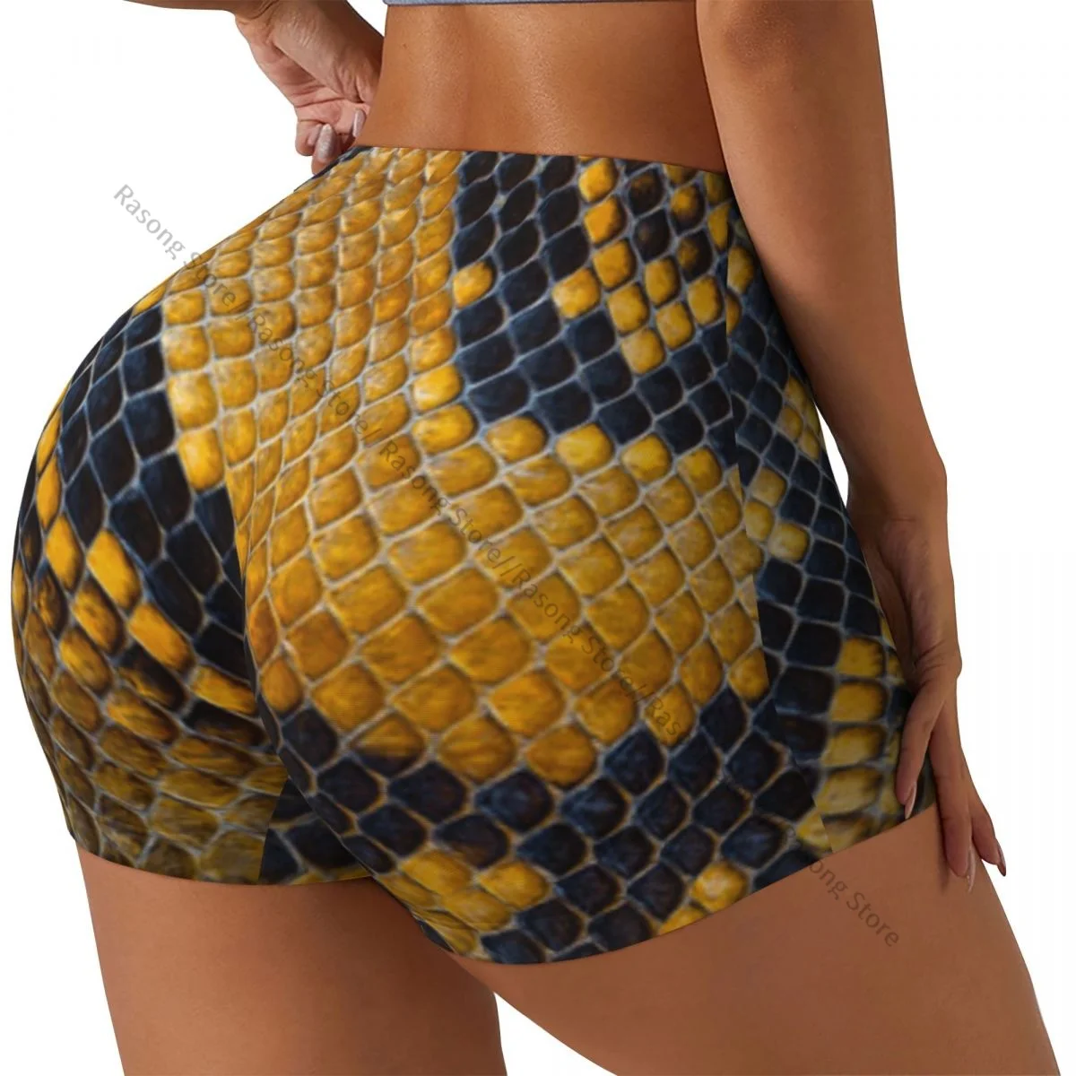 

Sexy tight hip sports shorts Snake Skin Background fitness women's comfortable yoga shorts