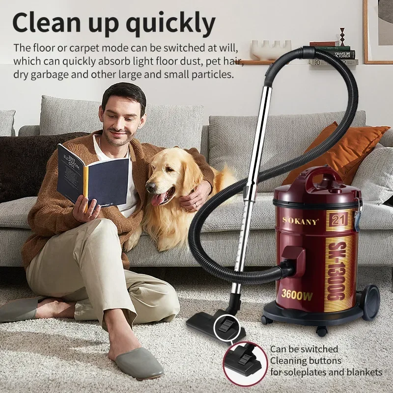 Pet Friendly Lightweight Bagged Canister Vacuum Cleaner with Extended Telescoping Wand