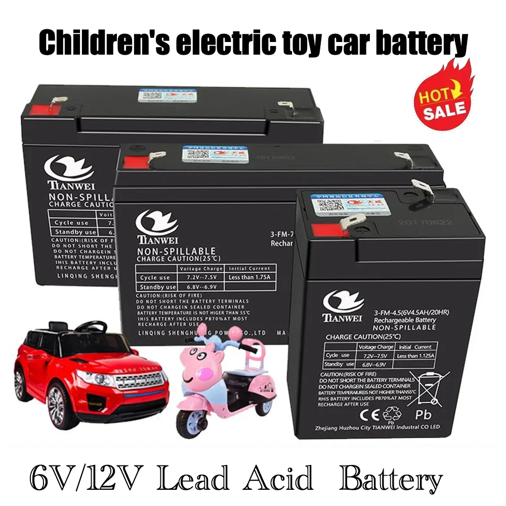 2026 6V 12V Wiederaufladbare Batterie für Kinder-Elektrofahrzeuge Spielzeugautos Motorräder Kinderwagen Batterie 5Ah 7Ah 8Ah 12Ah
