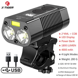 X-TIGER Bike Light Rainproof With Power Bank Rechargeable LED Lamp 4000mAh MTB Front Lamp Headlight Aluminum Bicycle Light