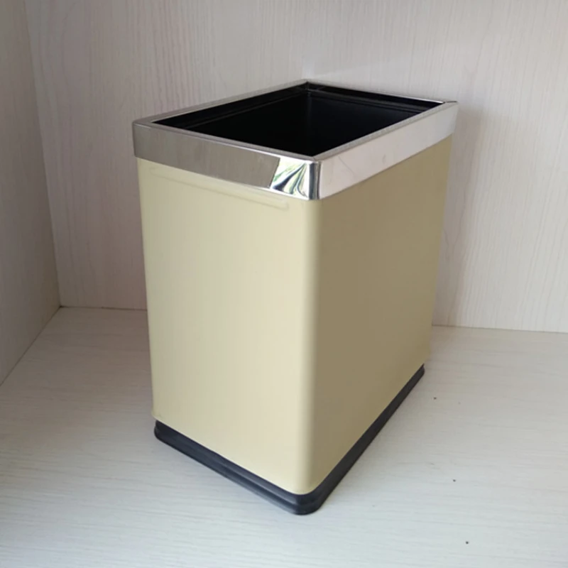 

Hotel guest room trash bin double layered rectangular guest room bin stainless steel trash bin