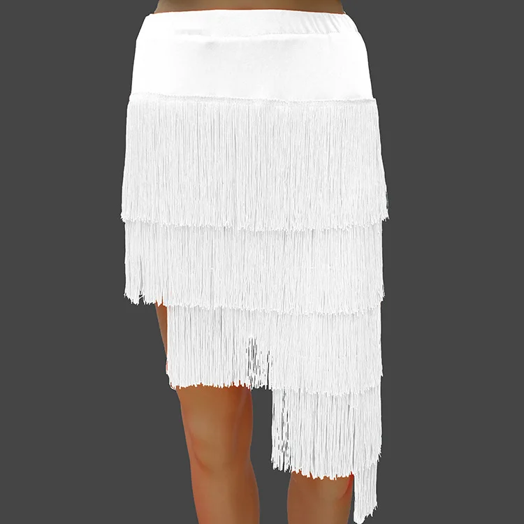 

2024 Women Sexy Multilayer Tassel Latin Dance Dress Ballroom Fringe Short Skirt Large Fat Plus Size Rumba Practice Clothing