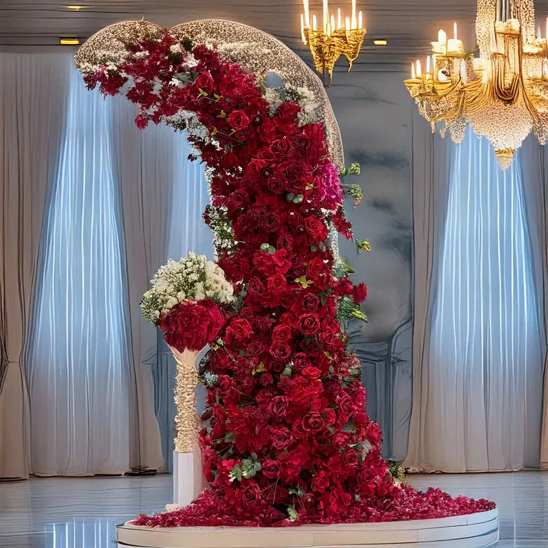 

Искусственная цветочная композиция лилии, свадебное украшение, рог, арка, цветочная роза, украшение для мероприятия, сцены, фоновое украшение