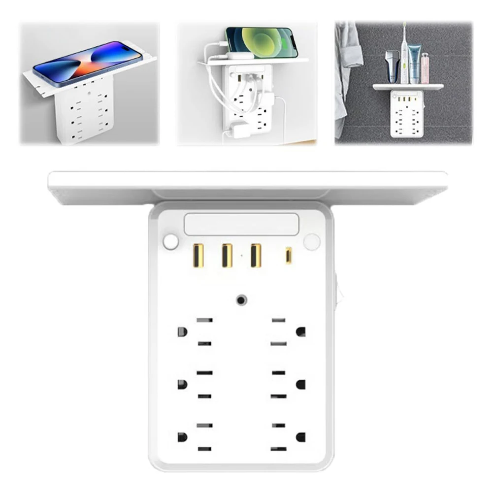 

Dimmable Light Charging Hub Nighttime Activities 8 AC Outlets Power Strip Overload Protection 8 AC Outlets Child-Safe Shutters