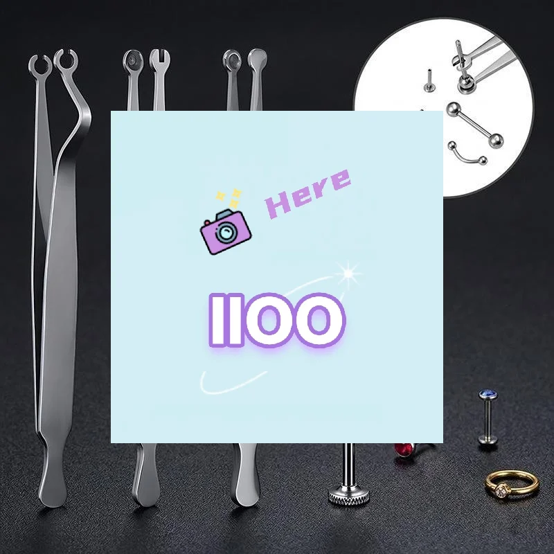 【IIOO】Stainless Steel Piercing Forceps Clamp Tool Lip Nail Earring Puncture Clip Open Close Ear Nose Septum Body Piercing Tool