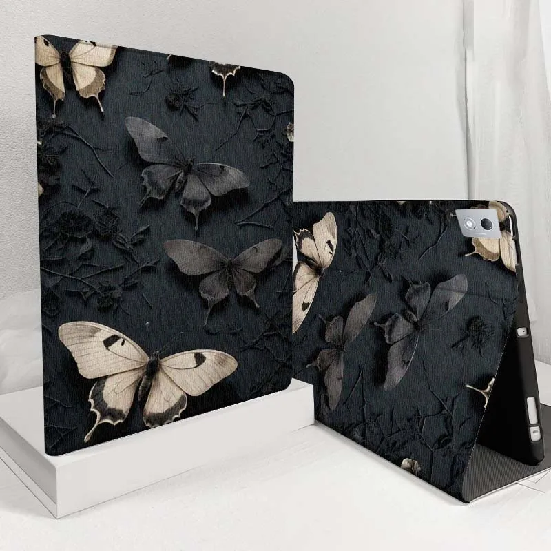 

Чехол для планшета Lenovo Pad Legion Xiaoxin Tab Y700 K10 M10 P11 3rd Pro GT Plus Gen 5G с бело-черным узором в виде бабочек