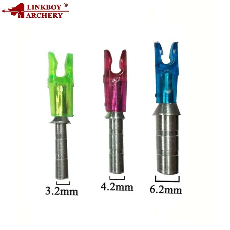 12pcs Linkboy Archery Aluminum Arrow Nock Pin L ID4.2mm,3.2mm,6.2mm Shaft Nock Compound Traditional Bow Arrow Hunting