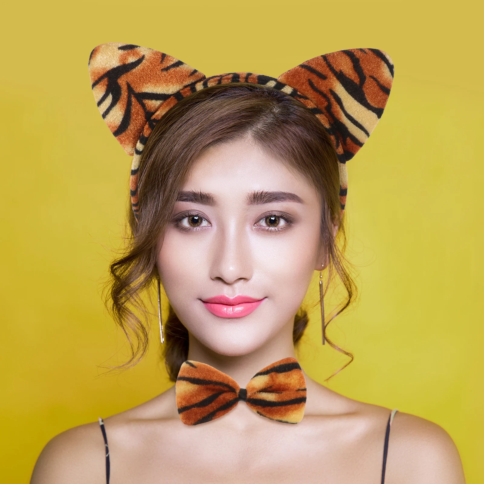 

4set Tiger Ears Headband Bow Tie Tail Set Kids Costume Accessories Halloween Cosplay Carnival Props