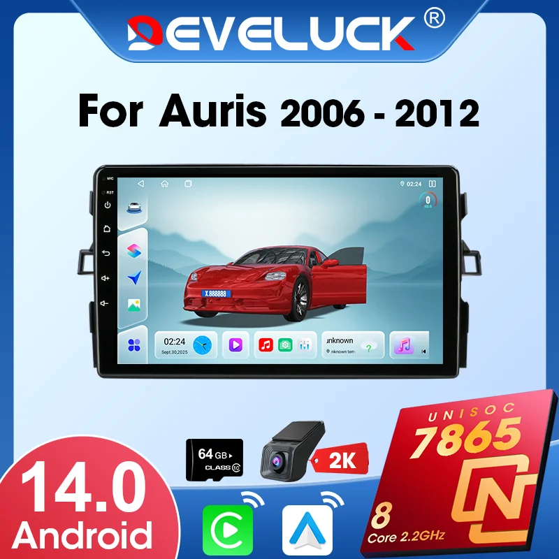 

Develuck Android 14 Carplay for Toyota Auris 2006 - 2011 Car Radio Multimedia Player Navigation Audio QLED Screen Bluetooth 5.4