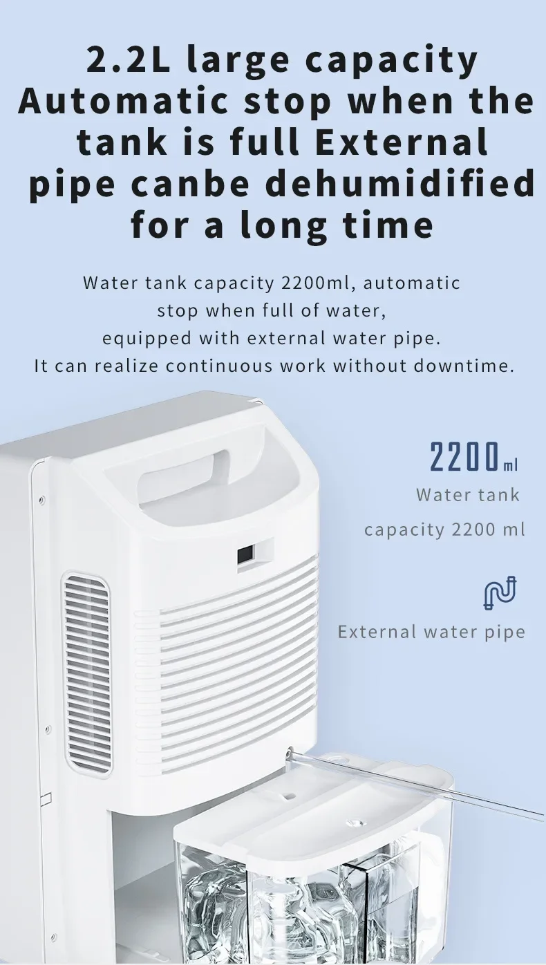 Vacceur d'air électrique DeAquarellar pour la maison, la chambre à coucher, le sous-sol silencieux, l'absorption d'humidité