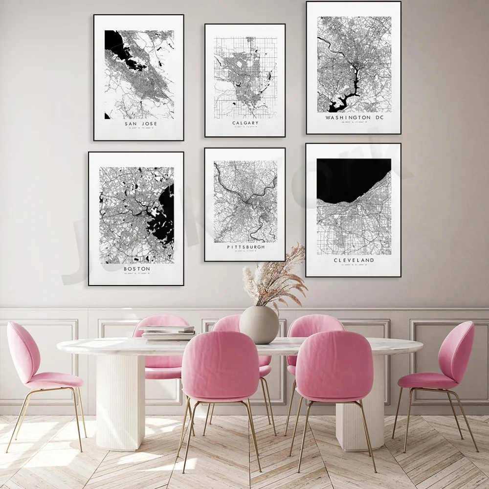 Phoenix,San Jose,Miami,Minneapolis,Denver,Cleveland,Dallas,Boston,Austin,Pittsburgh Map Print - City Map Poster