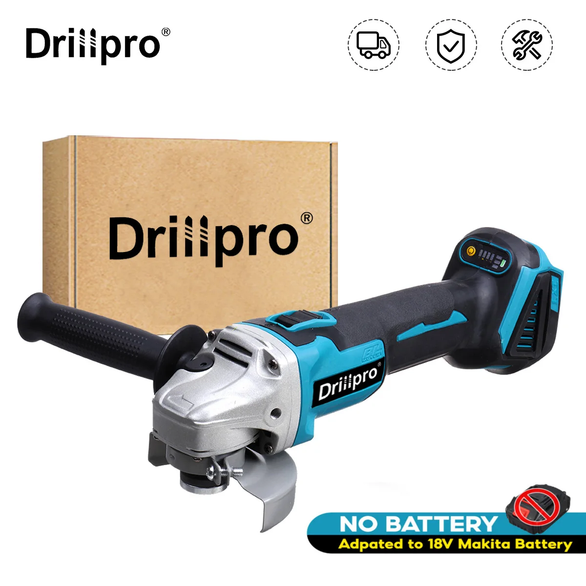 Drillpro 브러시리스 앵글 연마기 기계, 무선 목공 앵글 연마기, Makita18 V 배터리용 겨울 전동 공구, 125mm