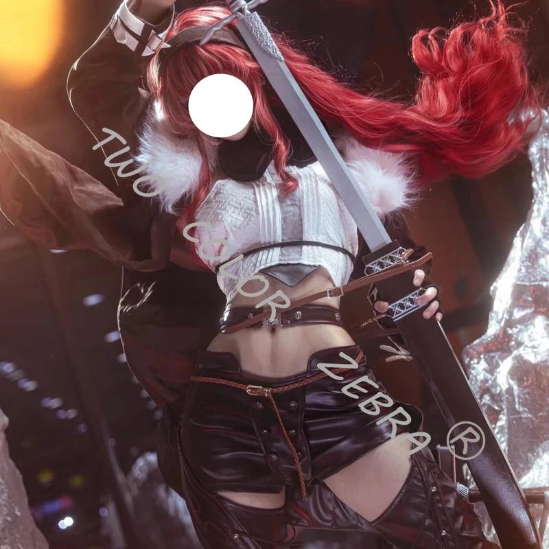 A;3\v,7'd/Anime Eris Boreas Greyrat Cosplay Costume Jacket White Crop Top Paired Brown Shorts Wig Full Set Halloween Pw.3;v'6\b/ view 5