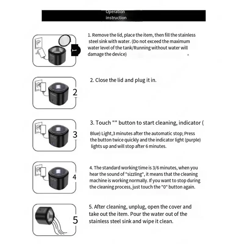 Haushalt Multifunktionale Hochfrequenz Hosenträger Und Prothese Reinigung Maschine Schmuck Gläser Automatische Reiniger US-Stecker Langlebig A