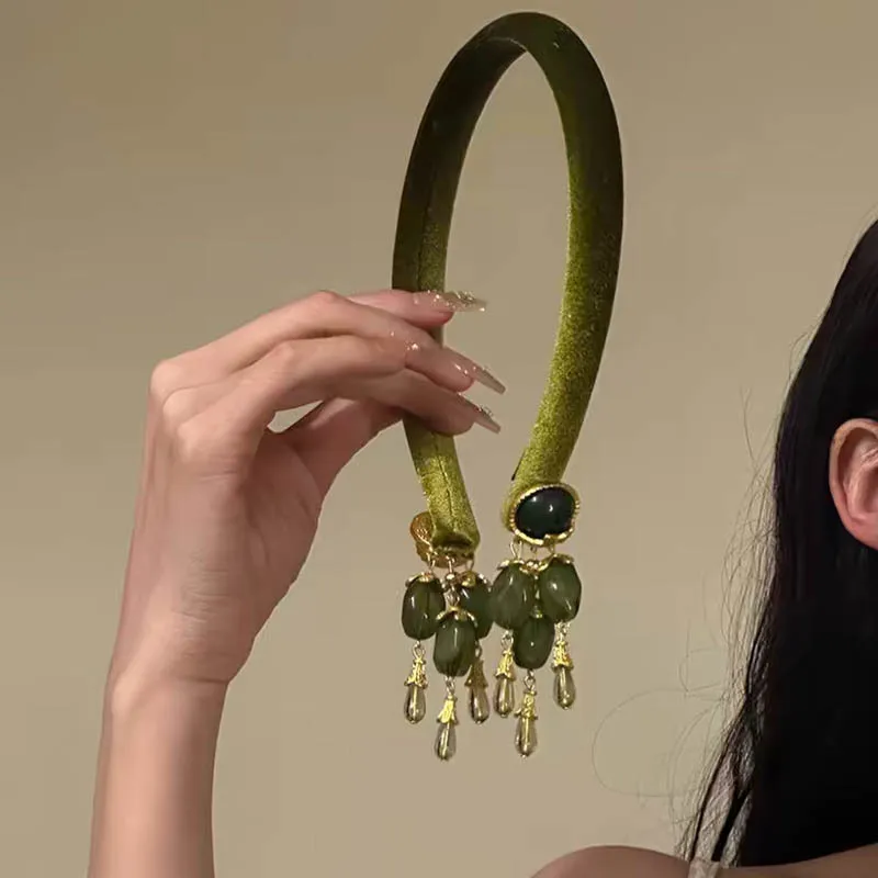 

Повязка на голову с кисточками в стиле ретро, новый женский аксессуар для волос в китайском стиле, повязка на голову, головной убор в древнем стиле