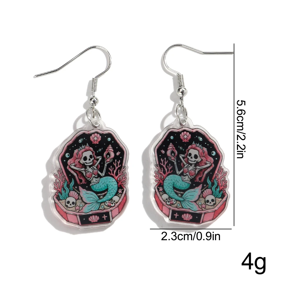 Halloween Cute Acrylic Ghost Bear Drop Earrings Funny Cartoon Dangle Earring Creative Party Jewelry Gifts