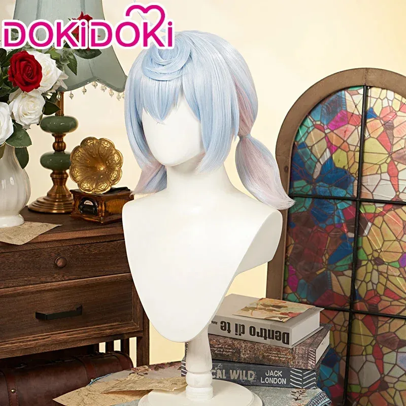 لعبة wiwiwi 123sigewinne Genshin Impact cosplay DOKIDOKI Fontaine sigerwinne قبعة شعر مستعار قصيرة لطيفة وردية وزرقاء