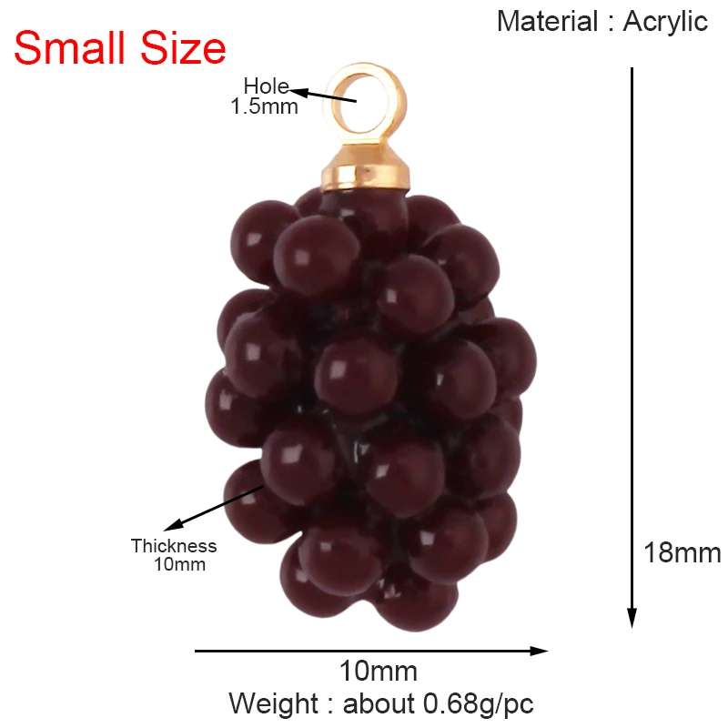 Arylic 3D Obst Erdbeere Traube Mango Durian Wassermelone Kirsche Granatapfel Charm Anhänger, Schmuck Halskette Armband Versorgung S18 – Detail 40