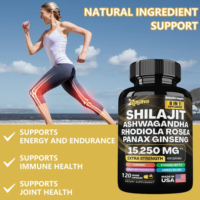 Shilajit Pure Himalaya 8-in-1 Capsule, Supports Energy, Stress, Overall Wellness, Supplement for Men and Women