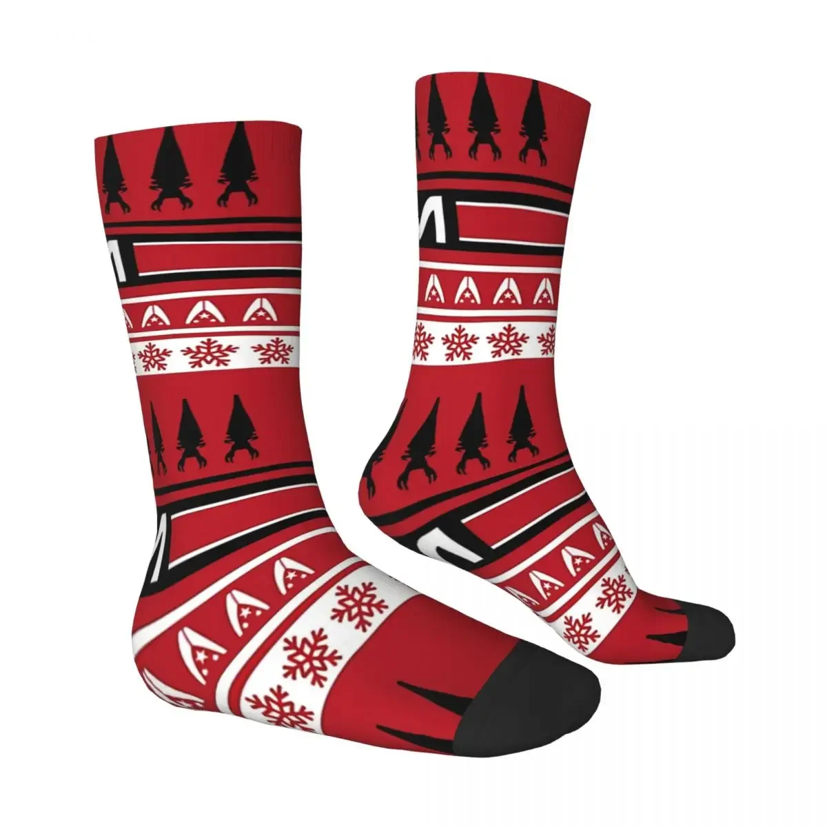 Funny Men's Socks RED N7 Christmas Vintage Harajuku Mass Effect Game Hip Hop Seamless Crew Crazy Sock Gift Pattern Printed