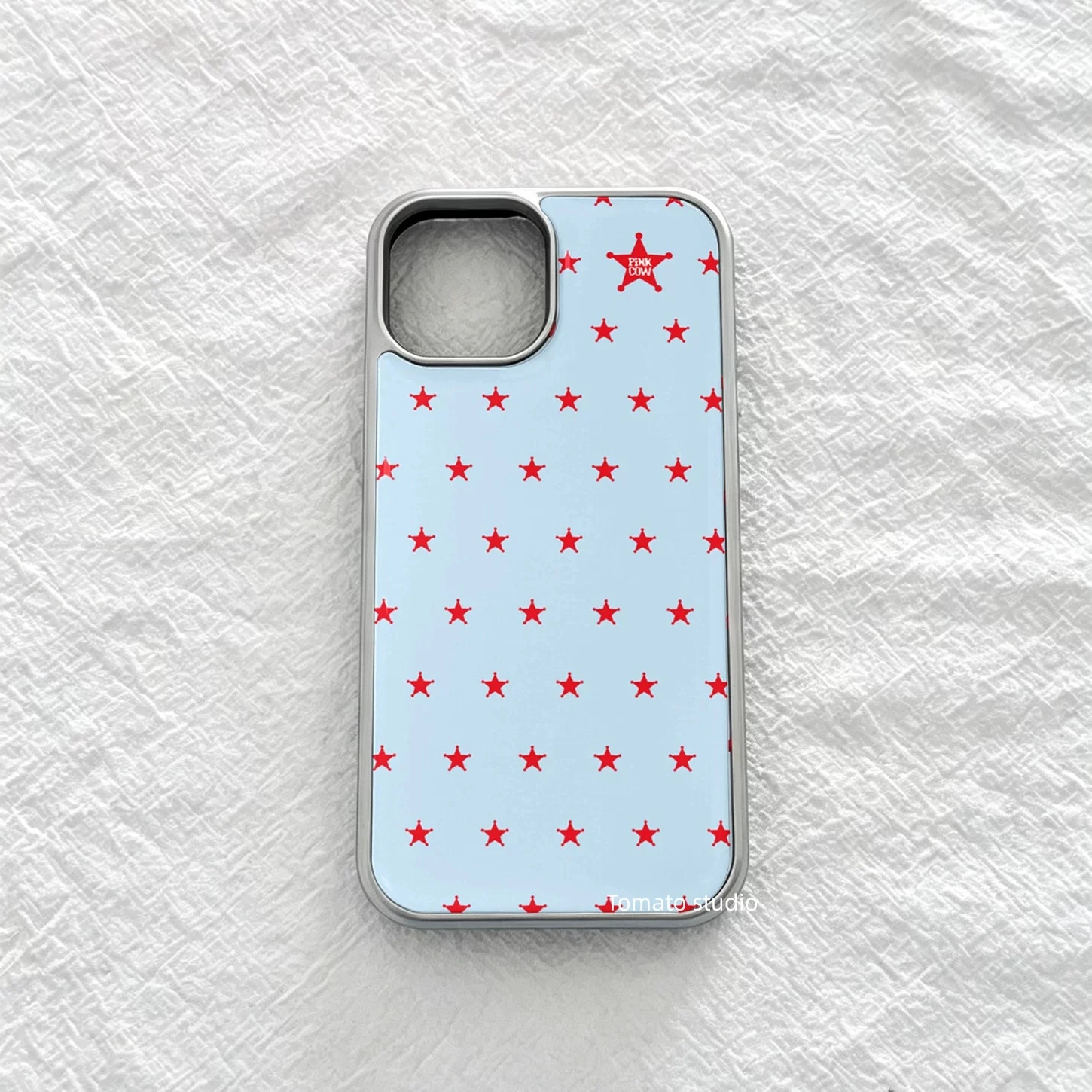 Milk Blue Vintage Pentagram Electroplated Drop Glue Phone Case For iPhone 18 17 16 15 14 13 12 11 Pro MAX Plus 17air Y2K Cover view 3