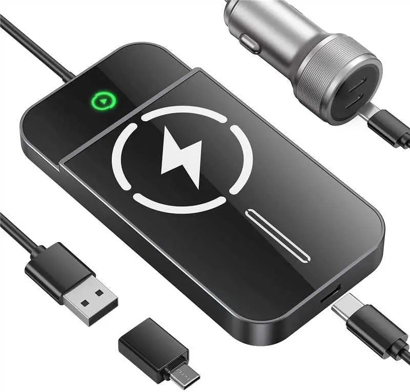 

Беспроводной адаптер CarPlay с магнитной быстрой зарядкой для iPhone - автоматическое подключение, Plug & Play